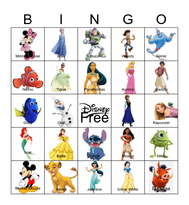 Disney Characters Bingo Card