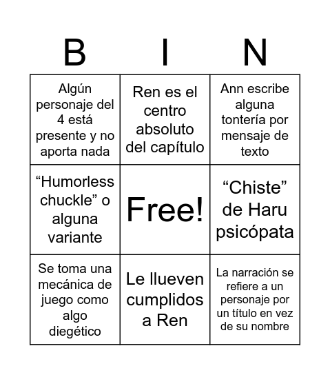 Untitled Bingo Card