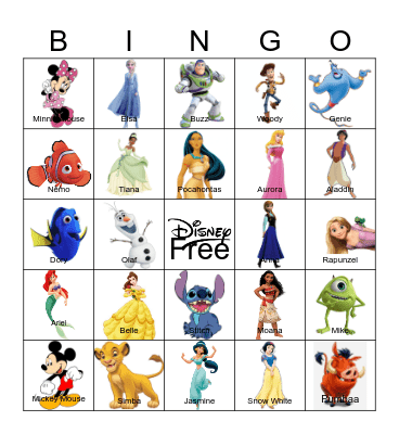 Disney Characters Bingo Card