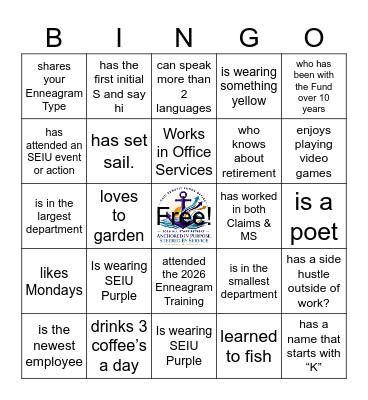 Find Someone Who.... Bingo Card
