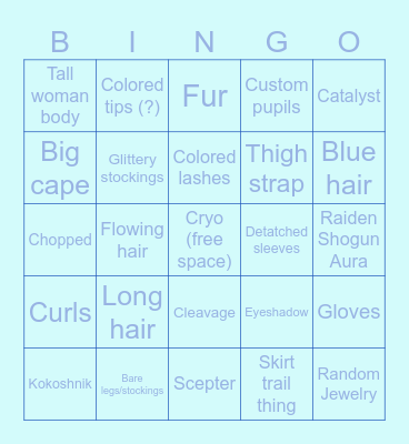 TSARITSA REVEAL BINGO Card