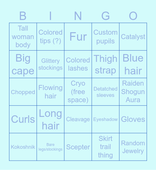 TSARITSA REVEAL BINGO Card