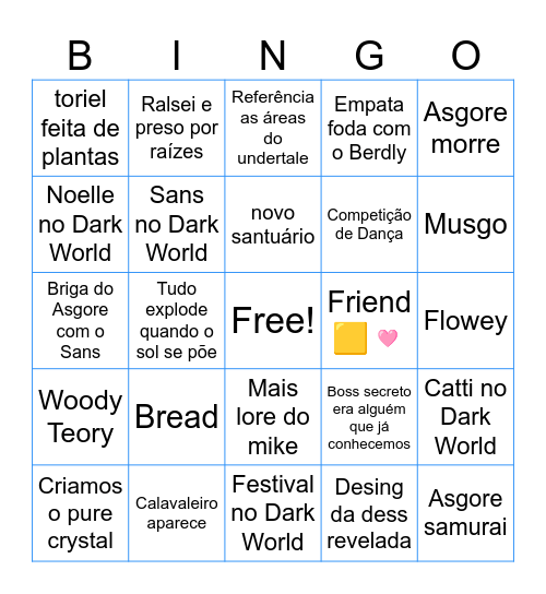 Bingo Deltarune 5 Bingo Card