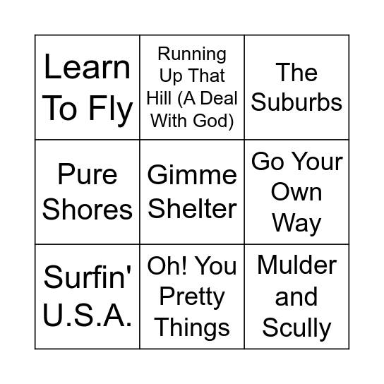 Mike's 40th Music Bingo Bonanza! Bingo Card