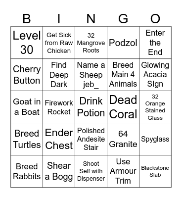MINECRAFT BINGO 14.0 Bingo Card