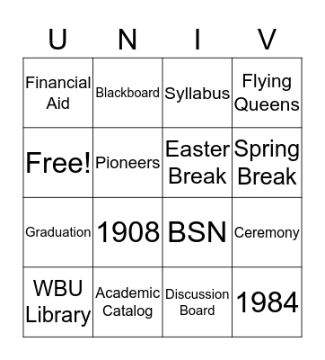 Wayland Baptist Bingo Card