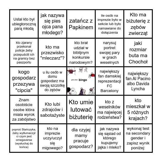 Wesele :3 Bingo Card