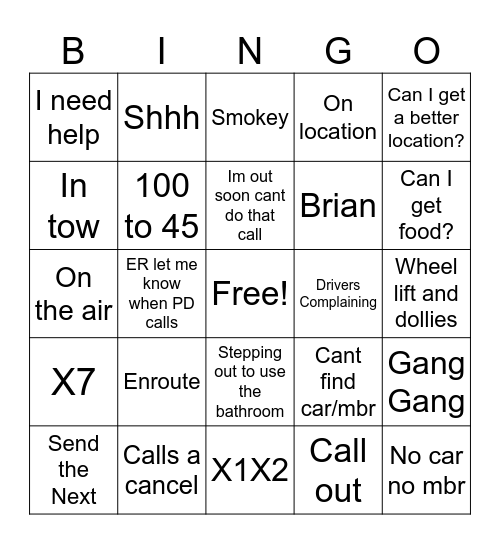 Express Sayings Bingo Card