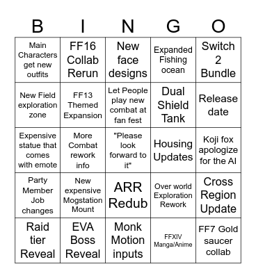 FANFEST BINGO Card