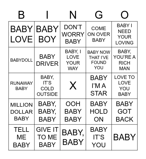 SINGO Bingo Card