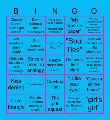 Club Casa Amor pt 2 Bingo Card