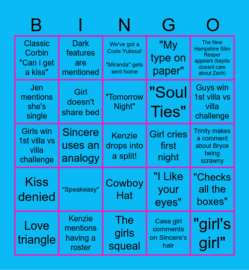 Club Casa Amor pt 2 Bingo Card