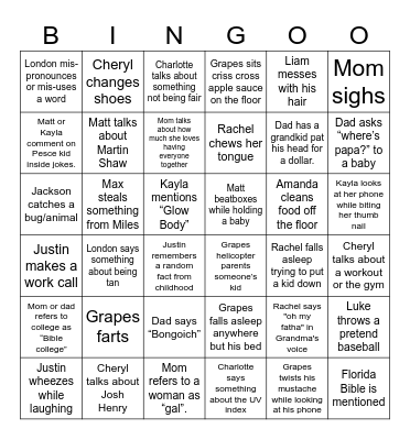 Quirky Pete Bingo Card