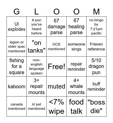 brungo Bingo Card