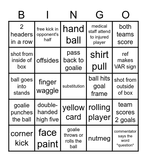 Soccer Bingo! Bingo Card