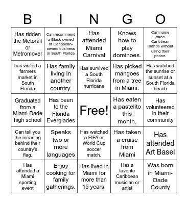 Miami x Bingo Card