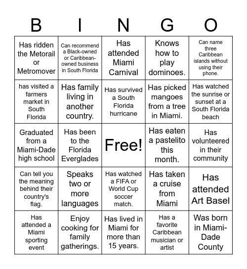 Miami x Bingo Card