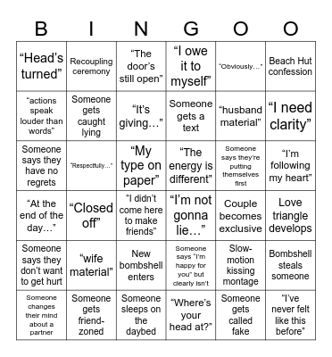 BELLA LOVE ISLAND Bingo Card