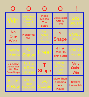 Connect 4 Bingo Card