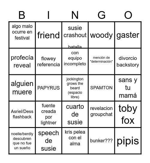 DELTARUNE Bingo Card