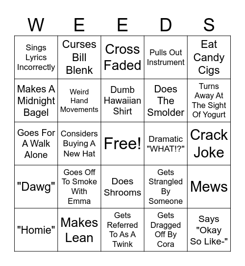 Lean's Bingo Card