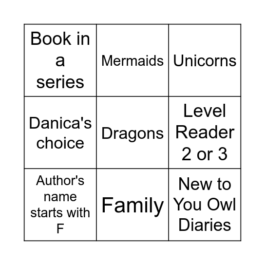 Danica Bingo Card