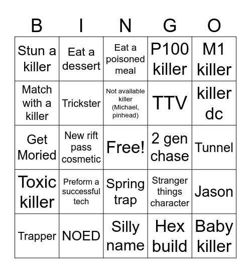 Dbd Anniversary bingo Card