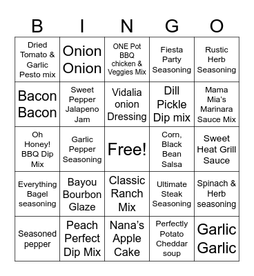 Tastefully Simple Bingo Card