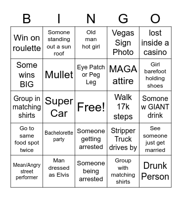 VEGAS Bingo Card
