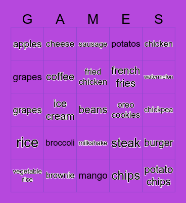 Sassy Word Game Bingo Card