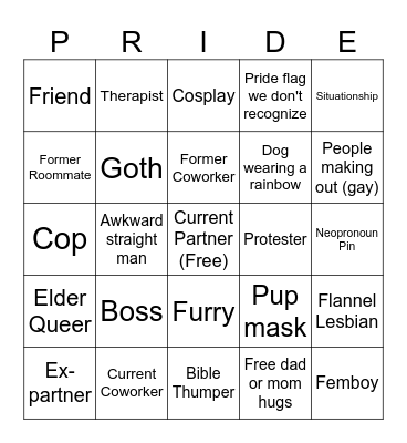Pride is Messy! Bingo Card
