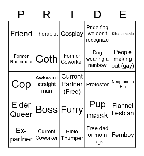 Pride is Messy! Bingo Card