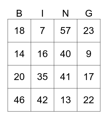 BINGO Card