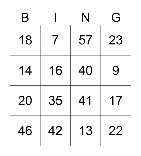 BINGO Card