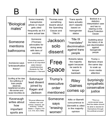 B.P.J. bingo Card