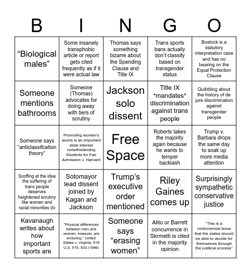 B.P.J. bingo Card