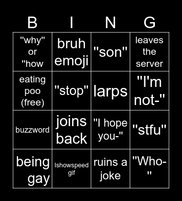 Stillhandling Bingo Card
