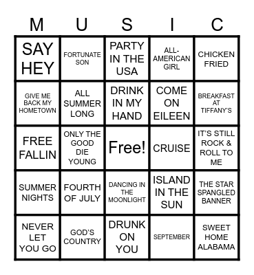 HAPPY BIRTHDAY AMERICA Bingo Card