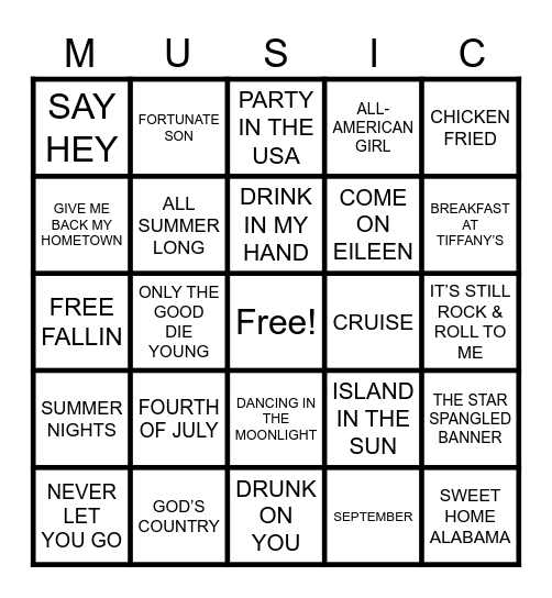HAPPY BIRTHDAY AMERICA Bingo Card