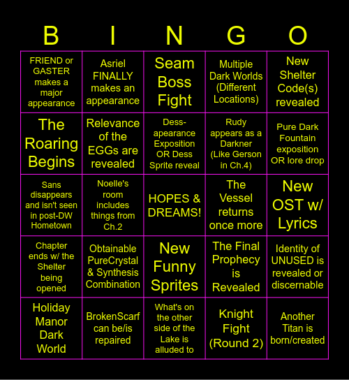 DELTARUNE Chapter 6 [2026-06-25 ver] Bingo Card