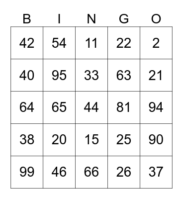 BINGO SOLIDARIO Bingo Card