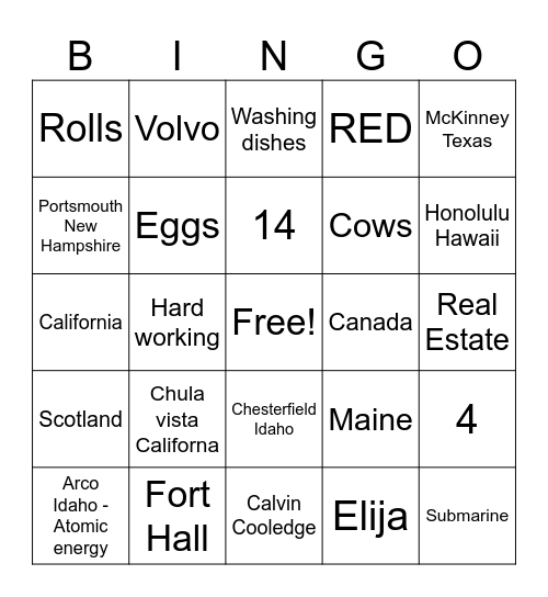 Untitled Bingo Card