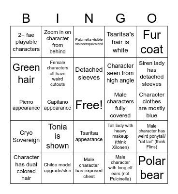 Snezhnaya Preview Bingo Card