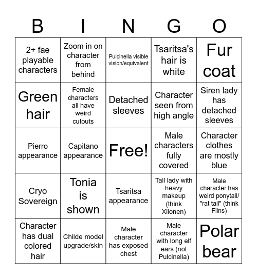 Snezhnaya Preview Bingo Card