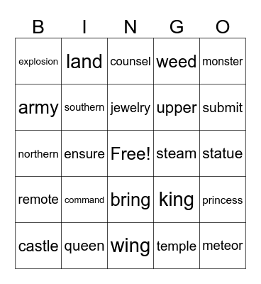 Fairy Tale Bingo Card