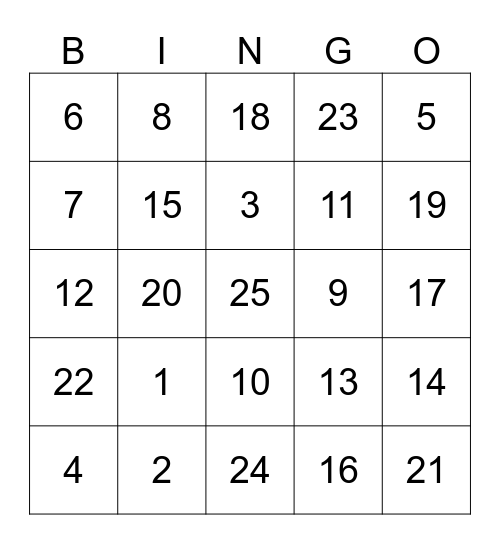 BINGO Card