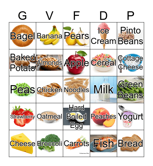 MyPlate BINGO Card