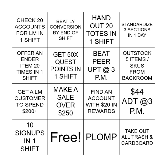 FINAL LM LAP BLACKOUT BINGO Card