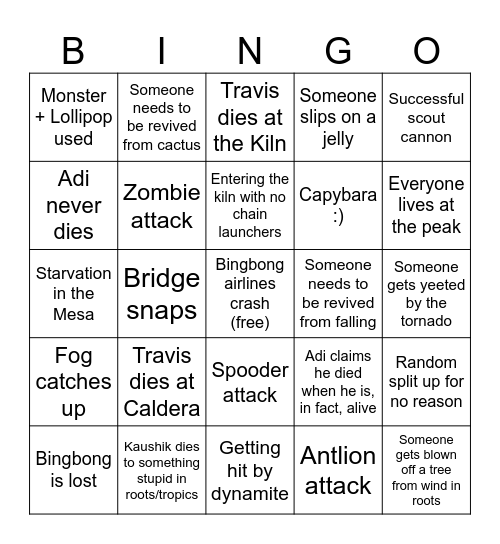 bingbongo Bingo Card