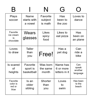 FIND A FRIEND WHO.. Bingo Card
